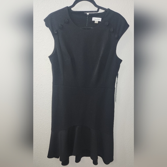 Calvin Klein Dresses & Skirts - Calvin Klein Scuba Crepe Dress with Flutter Hem and Button Details